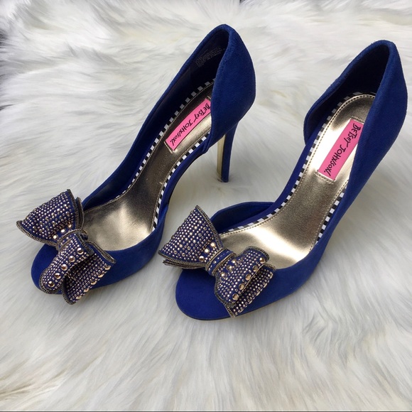 🎀NWT Betsey Johnson Glendah Blue/Gold Heels - Picture 15 of 16